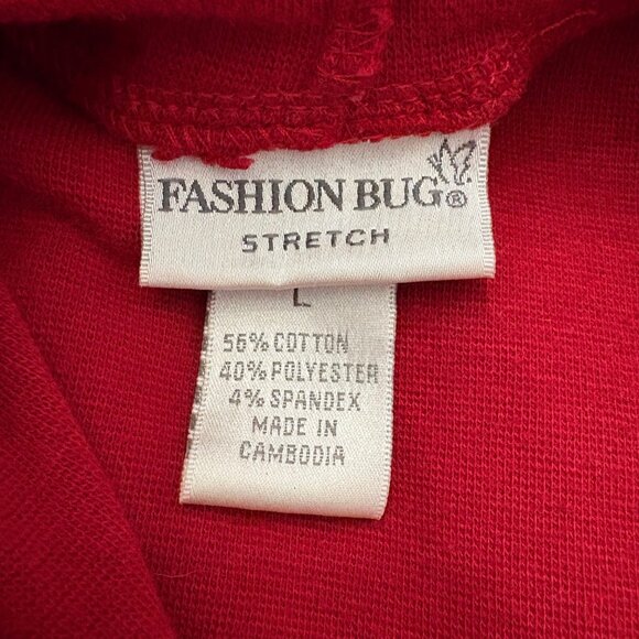 Red Streetwear Zip-Up Hoodie Casual Sweatshirt Womens Size L Activewear - Picture 6 of 11